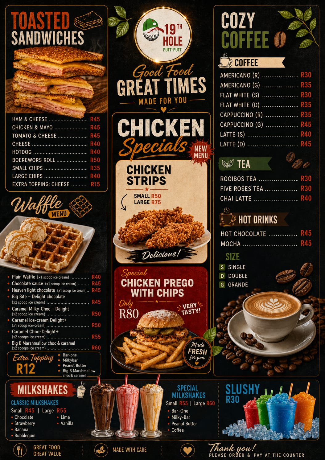 19th Hole full menu